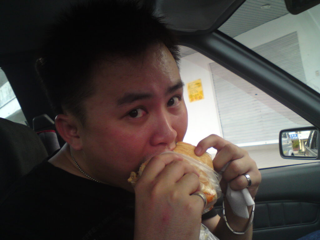 Wan Burger beef special with a bite taken out
