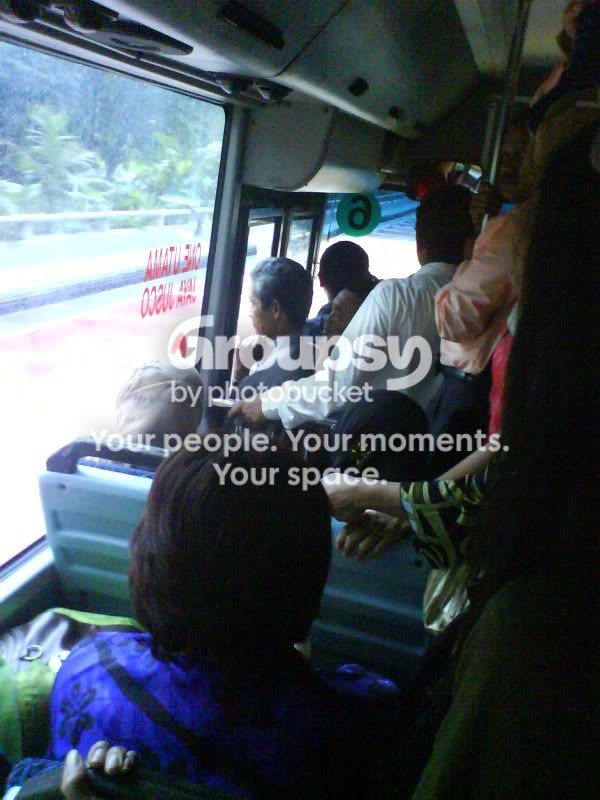Crowded bus interior