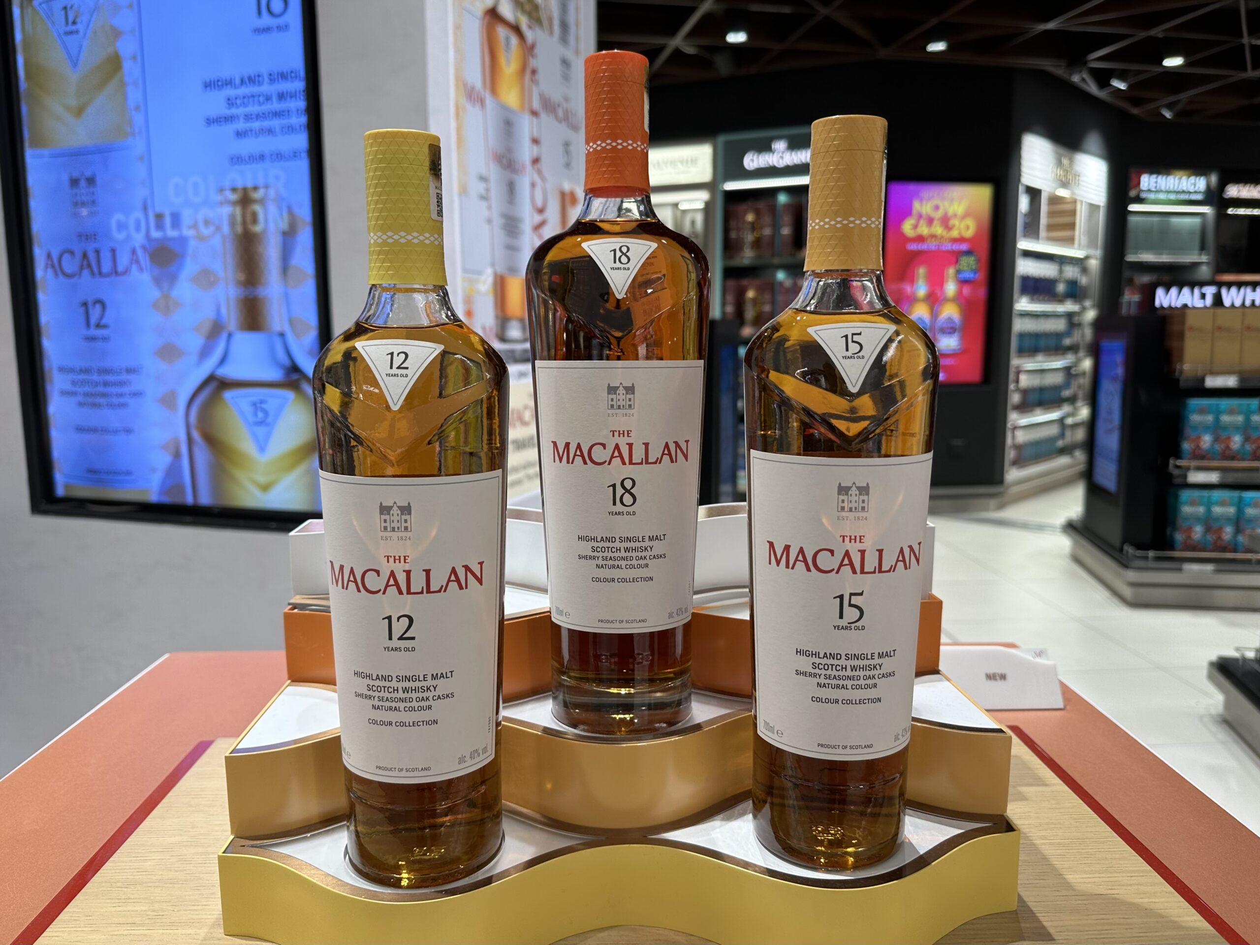 Macallan whisky bottles including 18-year-old