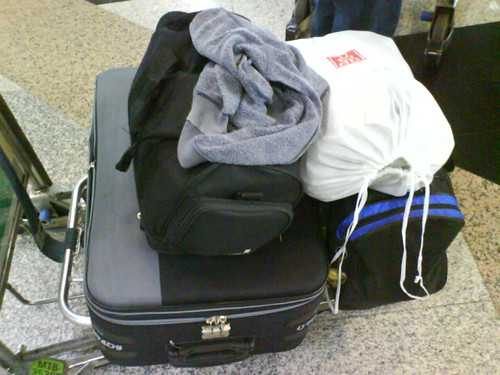 Packed luggage ready for departure