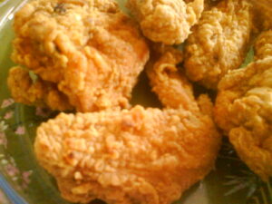 Finished crispy fried chicken