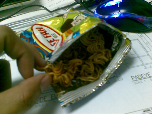 Lee Fah Mee prawn-flavour snack packaging