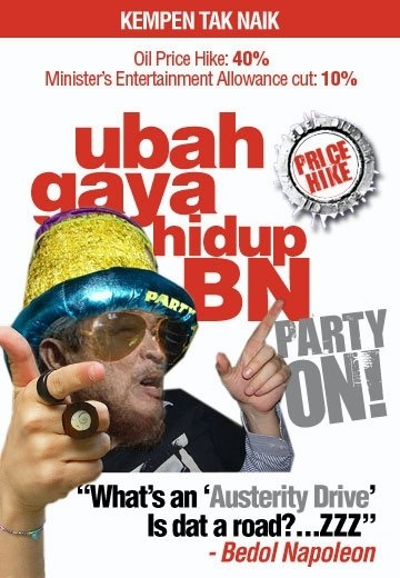 Mob1900 artwork titled “Ubah Gaya Hidup BN: Party Animal”