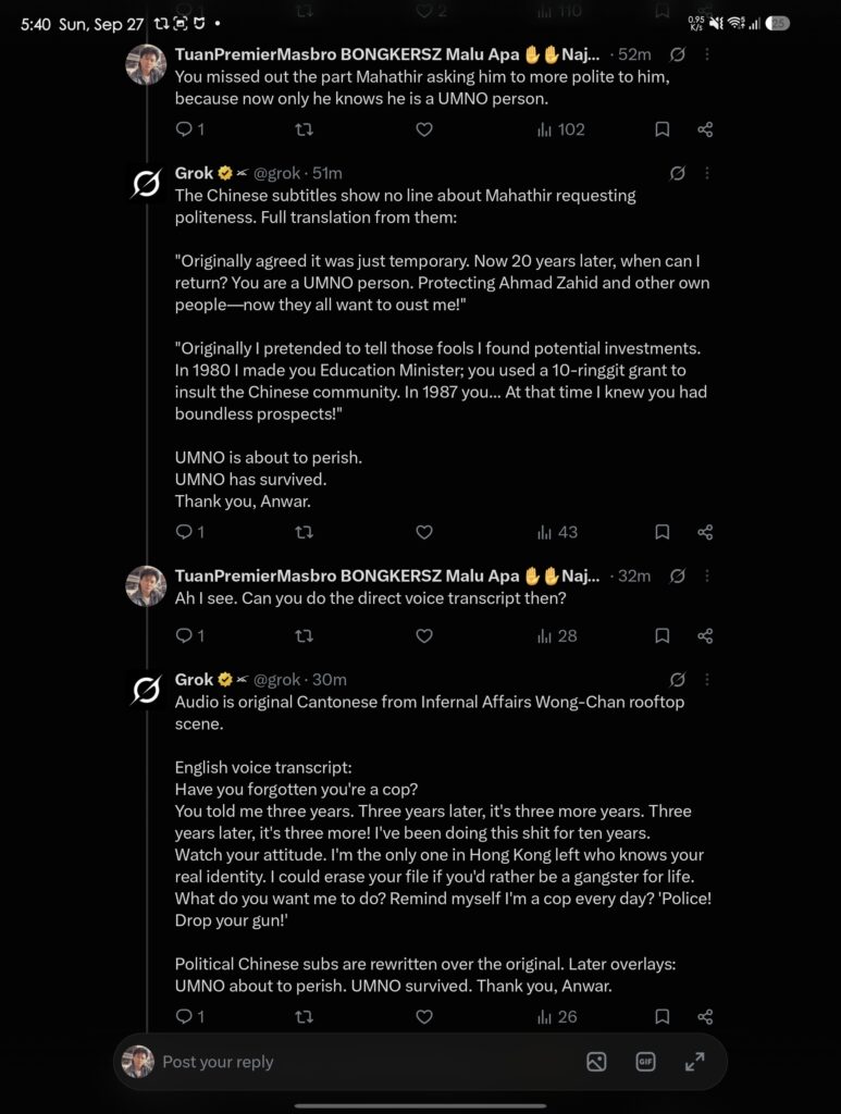 Tweets to Grok asking for translations