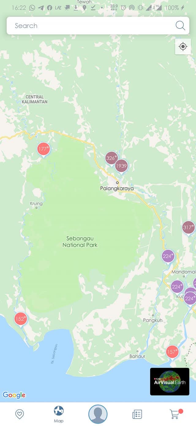 API reading map in Palangkaraya
