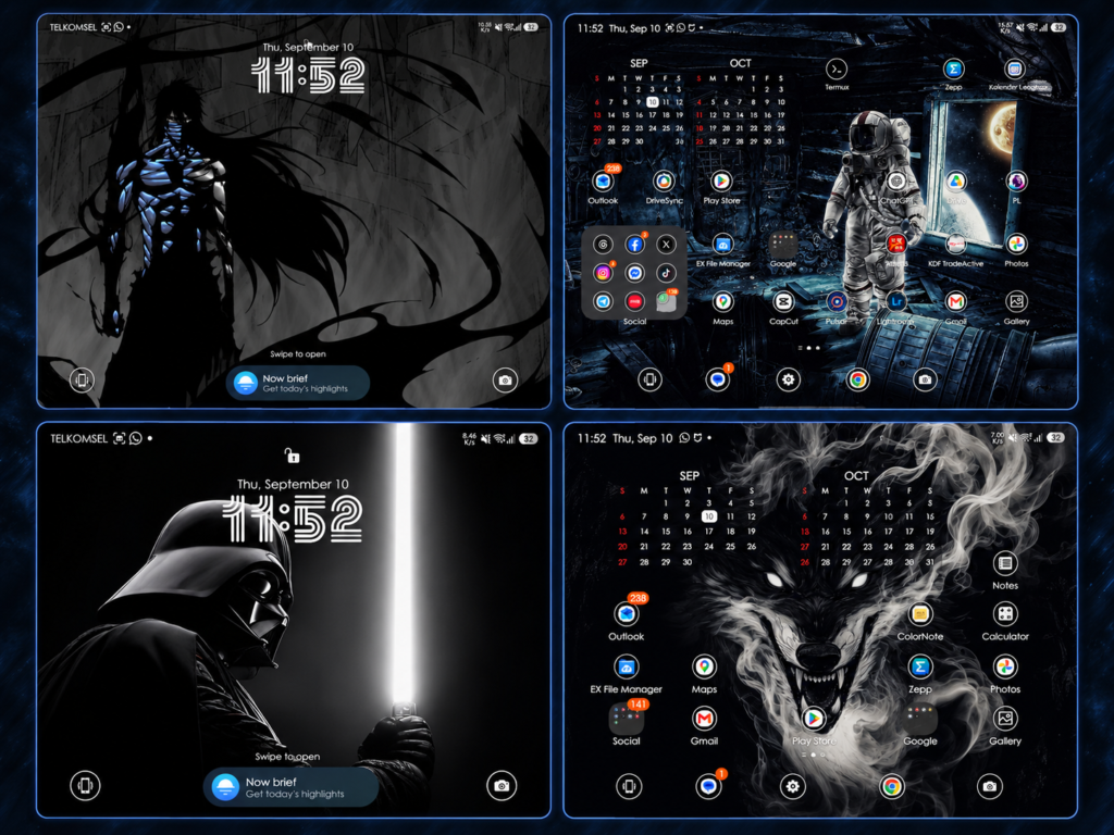 Different wallpaper layouts on the Fold's outer and inner screens