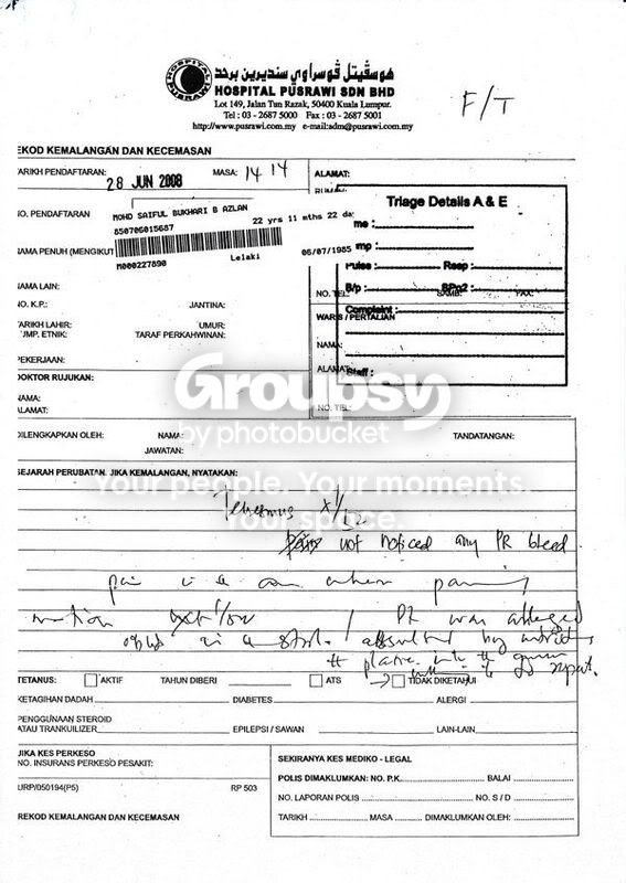 First page of the medical report reproduced in the post